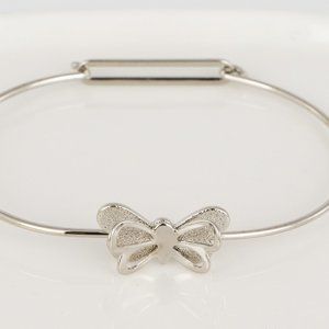 Vintage Small Silver Toned Butterfly Bangle Bracelet Kids Childrens Petite